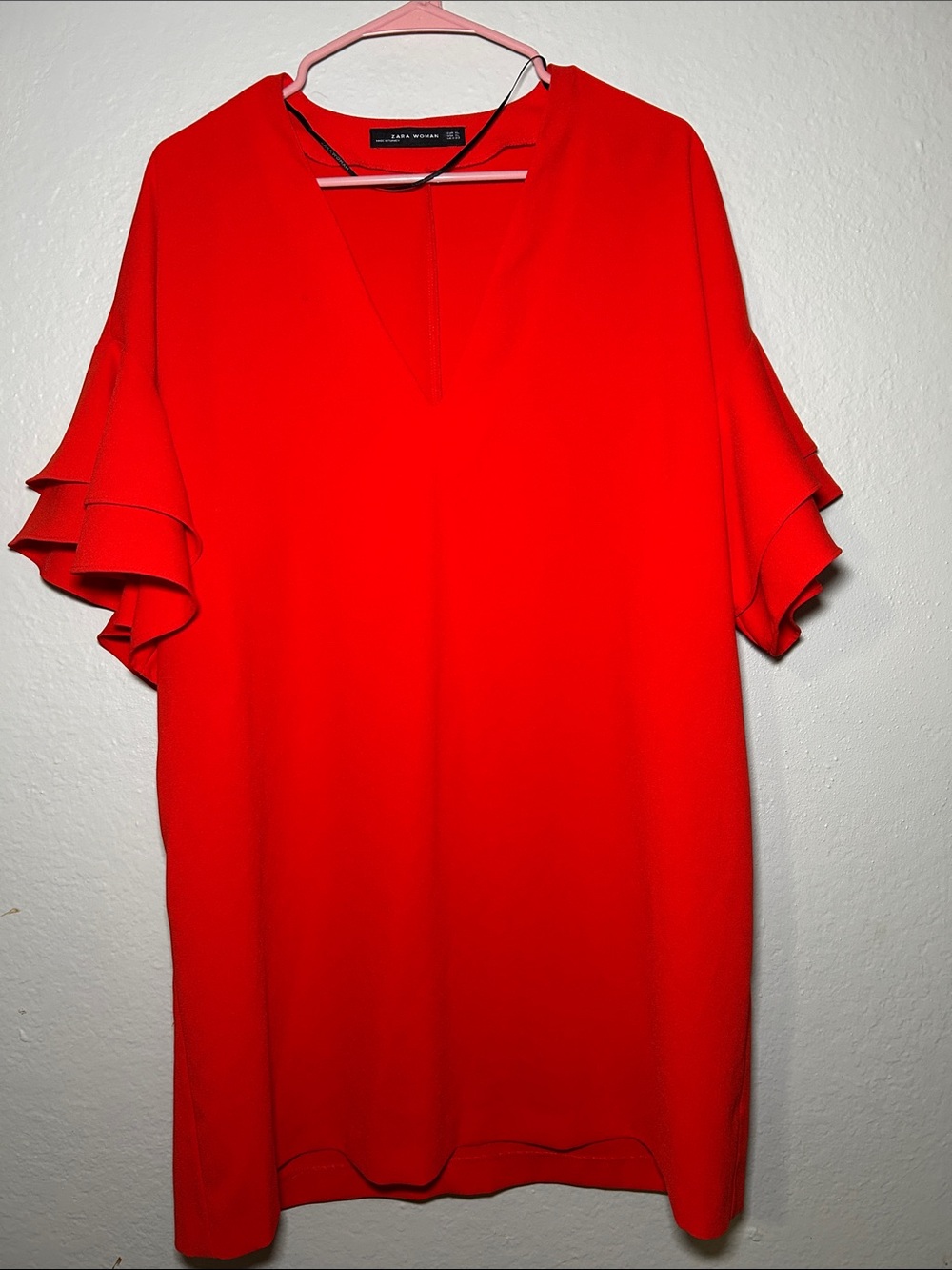 Zara Dresses V Neck Shift, with Ruffle Sleeves Size XL